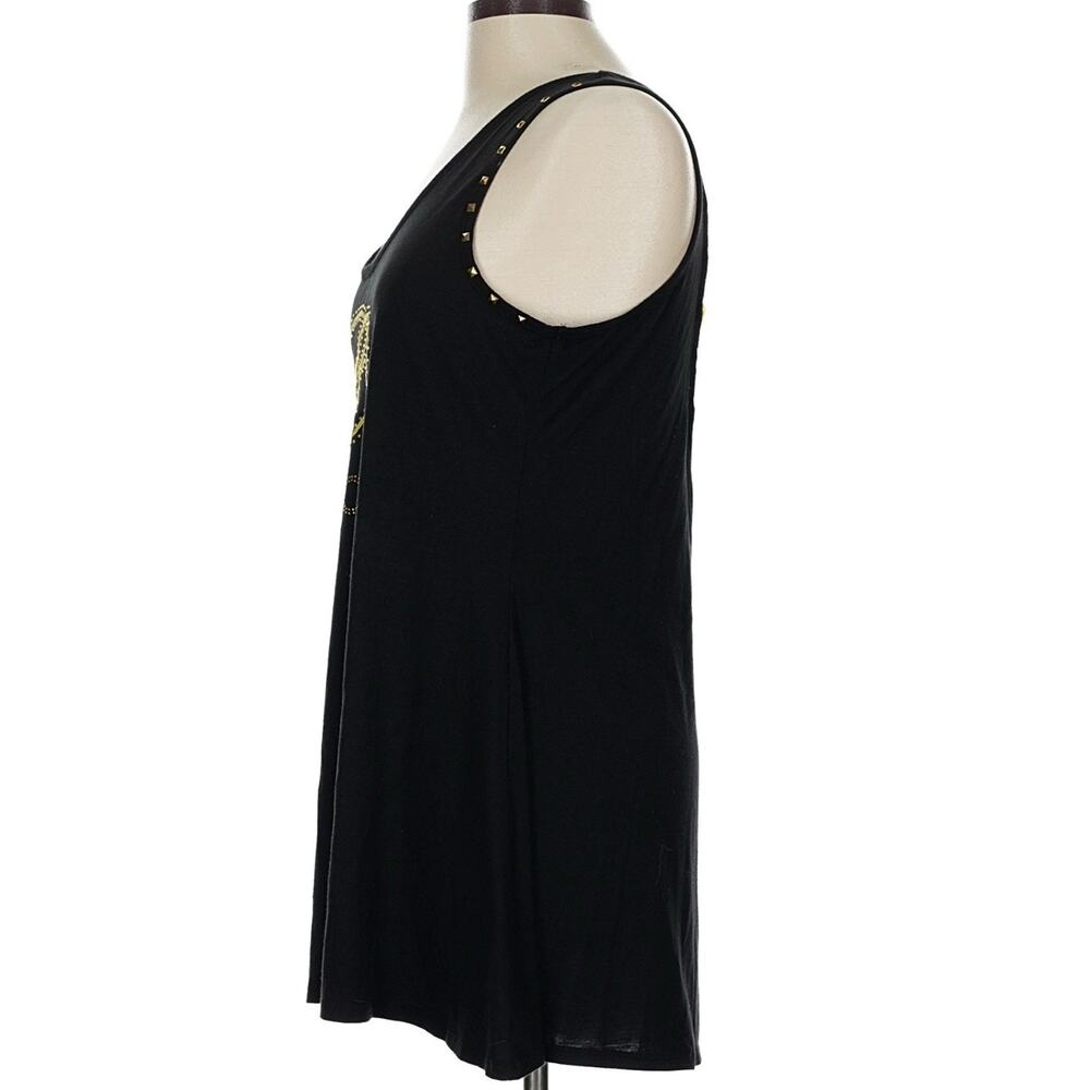 COOGI Black Studded Logo Tank Tunic Mini Dress Women L Large Y2K Sleeveless Top - Picture 6 of 9